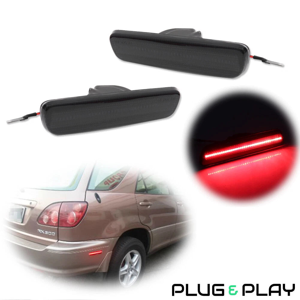 Set of 2 Smoked Lens Red LED Rear Fender Side Marker Lights for Lexus RX300