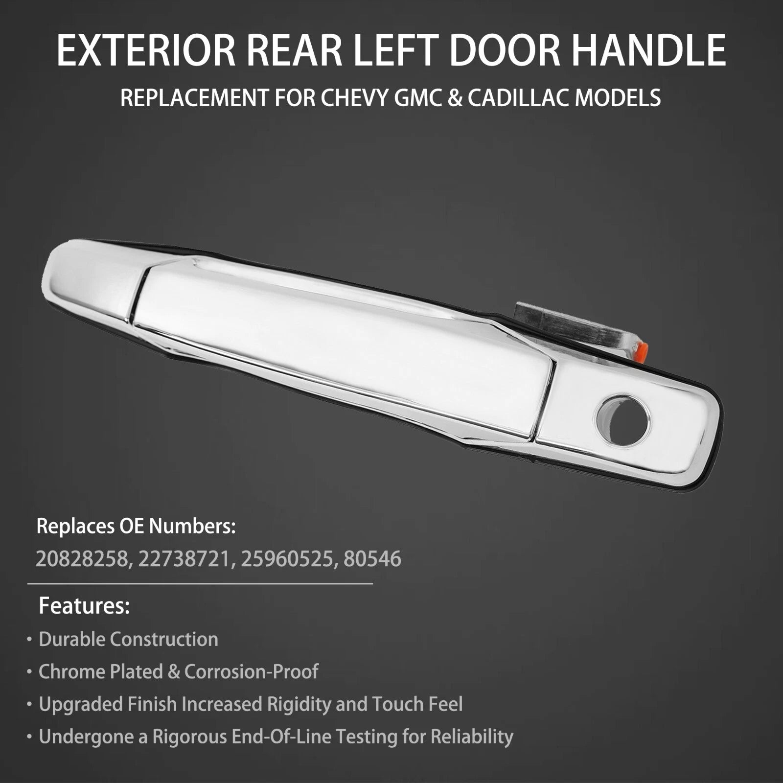 Chrome Door Handle Front Left for Chevy Silverado GMC Sierra (2007-2013)