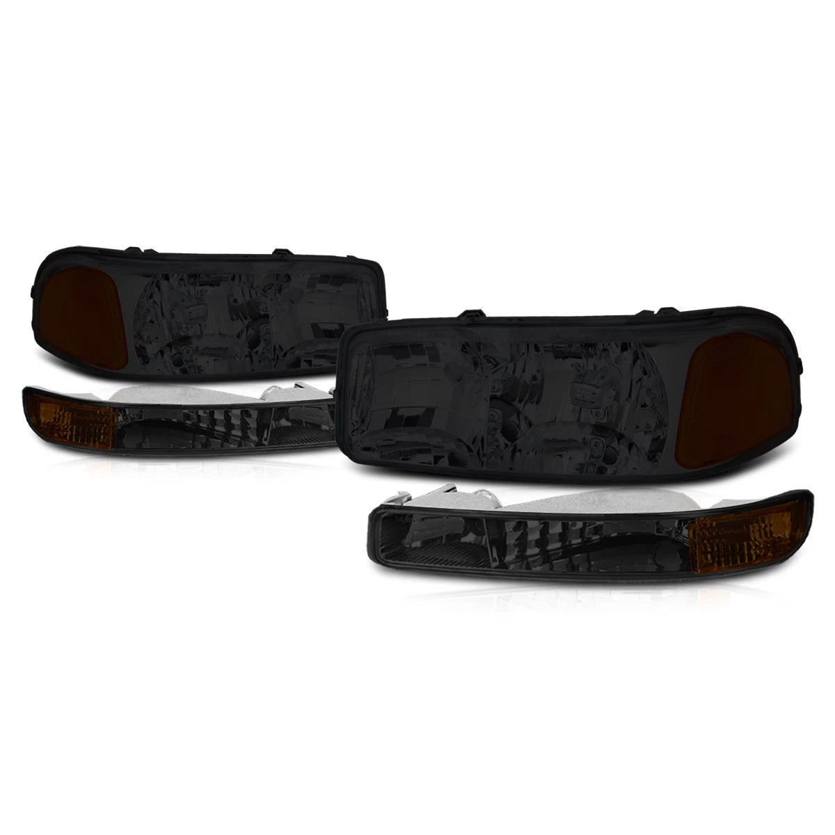 Smoked Housing Bumper Headlight Amber Corner Lamps for Sierra/Yukon (1999–2007)