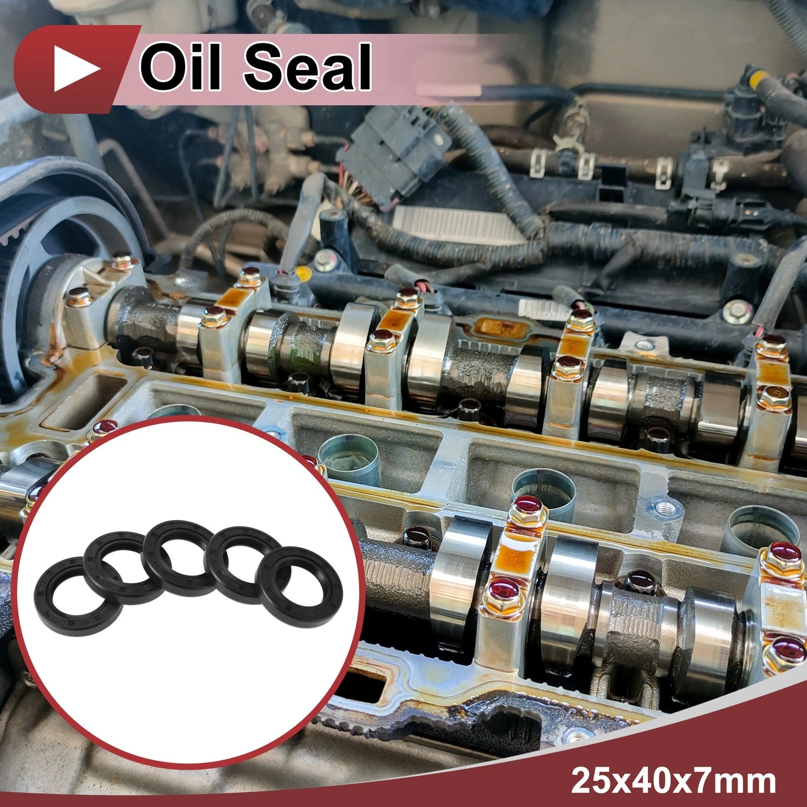 Set of 5 Rotary Shaft Oil Seals for Various Models (25x40x7mm)