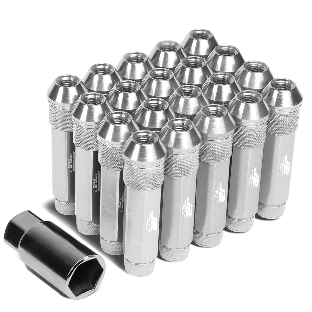 Set of 20 J2 7075 Forged Aluminum M12x1.5 Open-End Lug Nuts w/Adapter for Universal
