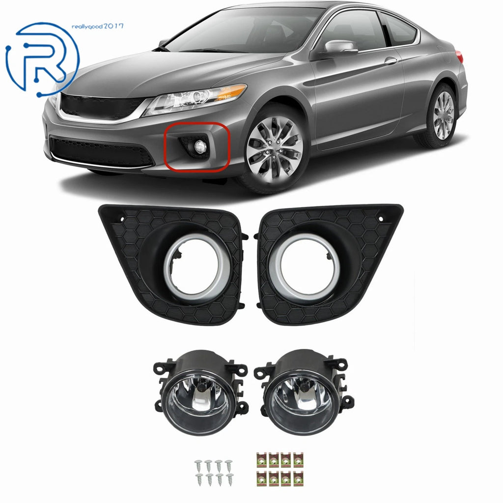 Fog Light Assembly Set for Honda Accord 2-Dr (2013–2015) Left & Right w/Bezel