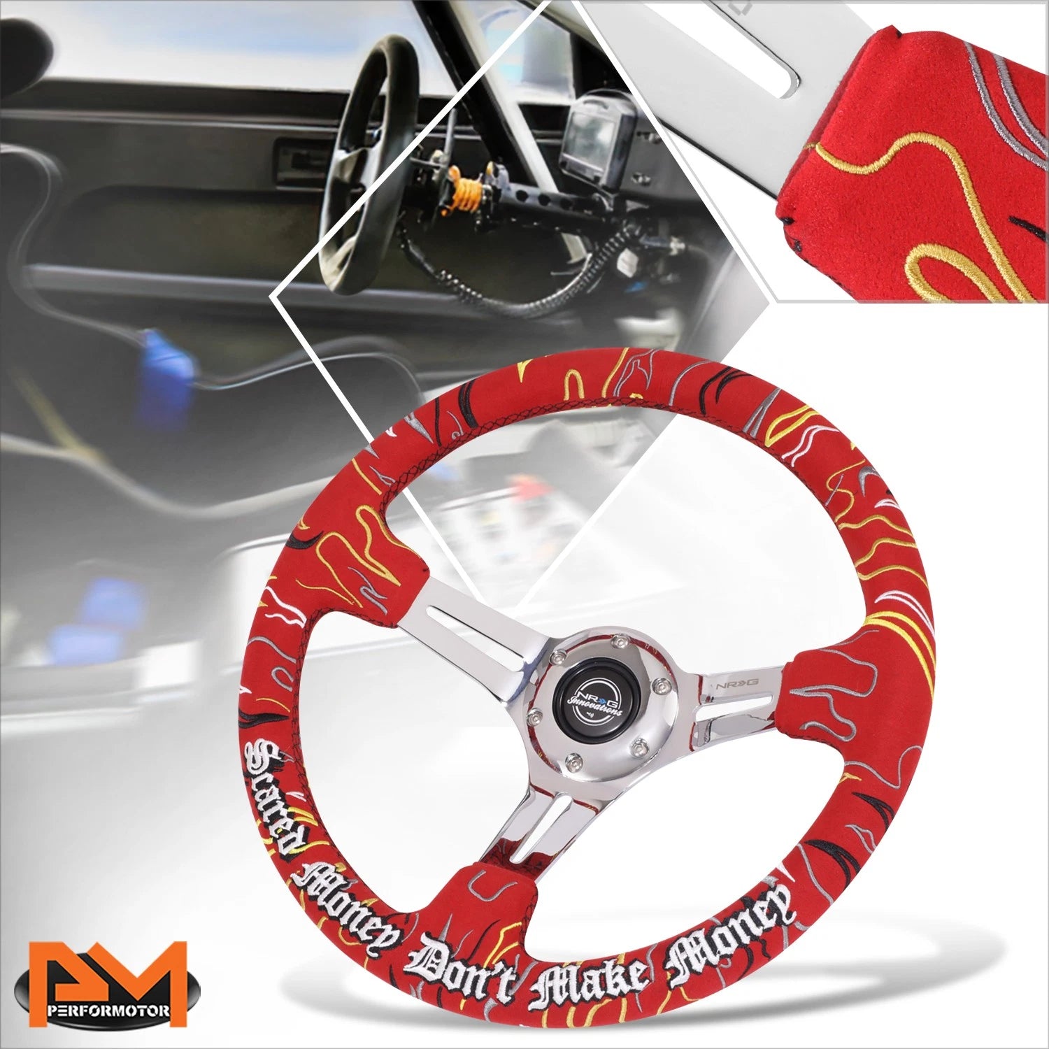 350mm Deep Dish Carbon Fiber Steering Wheel for Universal Fit