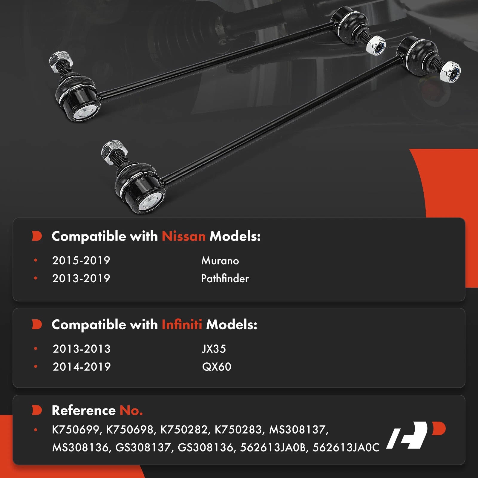 Set of 4 Sway Bar Links for Nissan Murano Pathfinder (2015–2019)