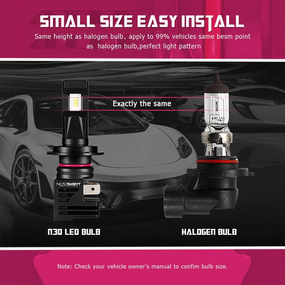 H7 LED Headlight Bulbs Kit 55W 10000LM 6000K for NOVSIGHT (2010–2023)