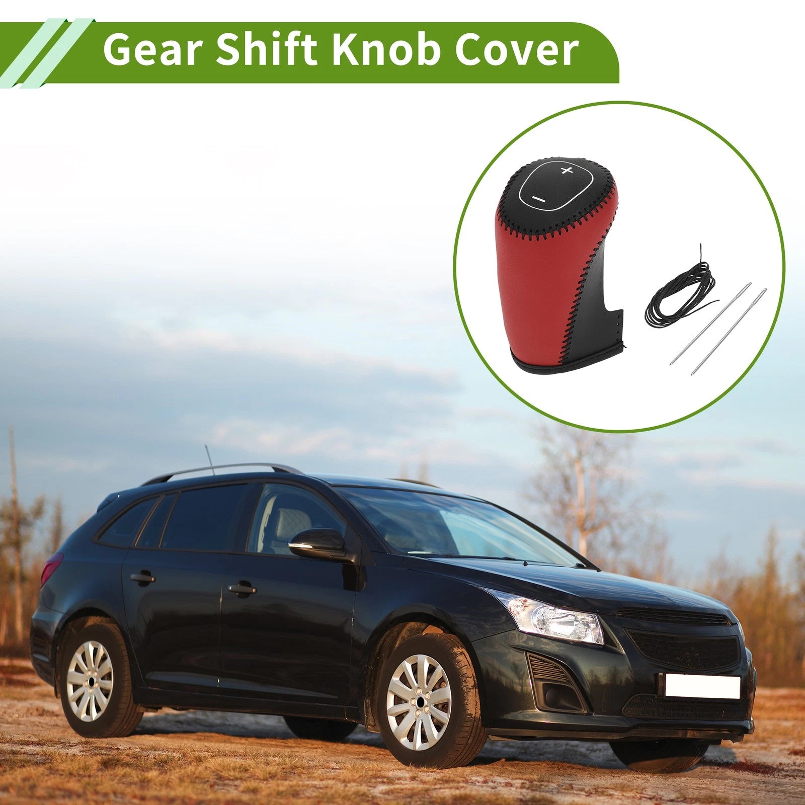 1 Pc Gear Shift Knob Cover for Chevrolet Malibu (2016–2020) Red Black