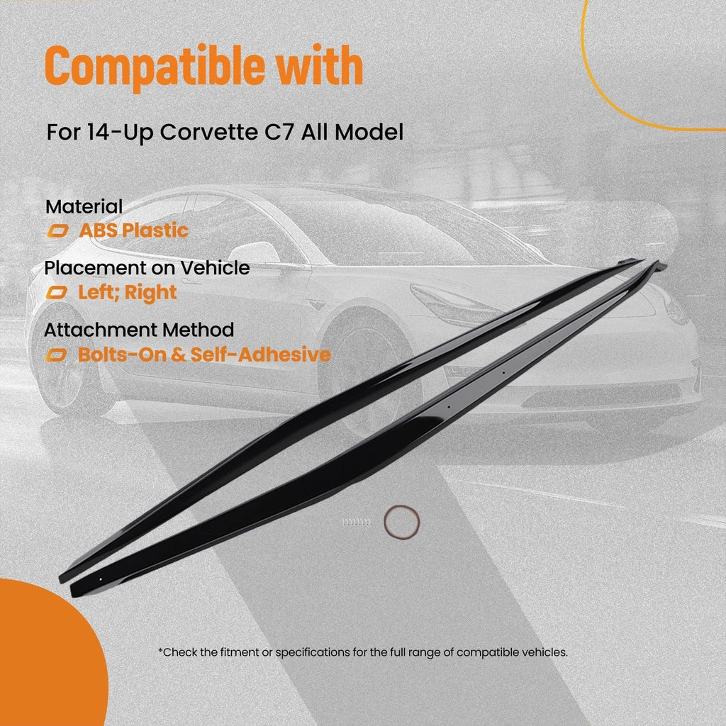 ABS Side Skirt Extension Lip for Chevrolet Corvette C7 (2014–2019) Gloss Black