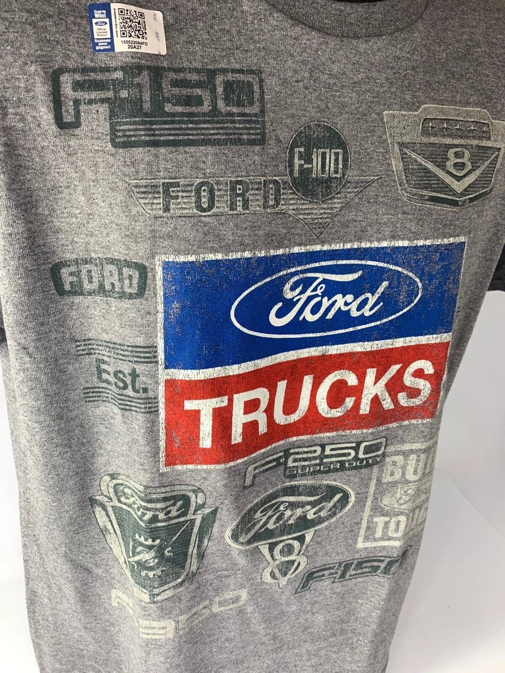 Gray T-Shirt for Ford Trucks Logo with Oval and F-100 (1965–1975)