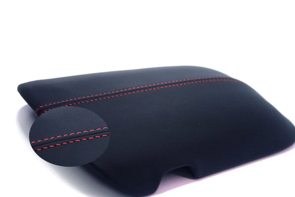 Center Console Armrest Cover for Ford Mustang (2015–2019) Red Stitch