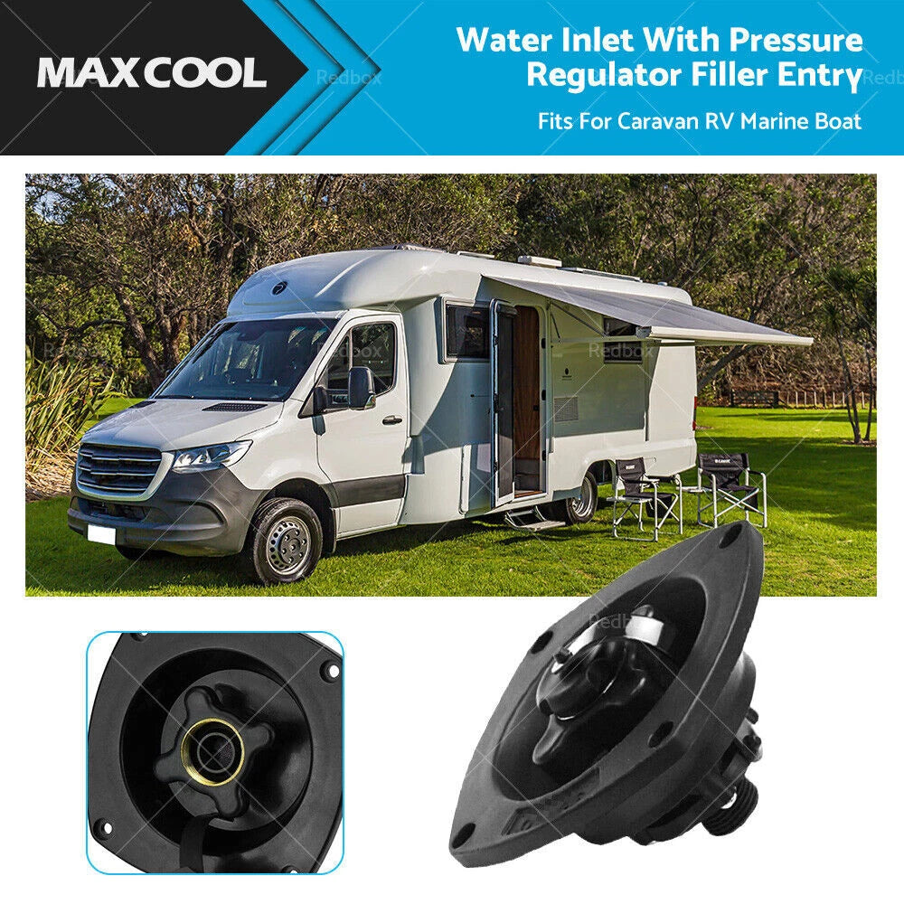 Water Inlet Pressure Regulator for Caravan RV Boat (Black)