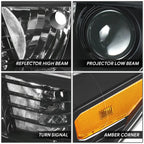 LED Projector Headlights for Toyota Tacoma (2016–2023) - Black Housing, Amber Corner