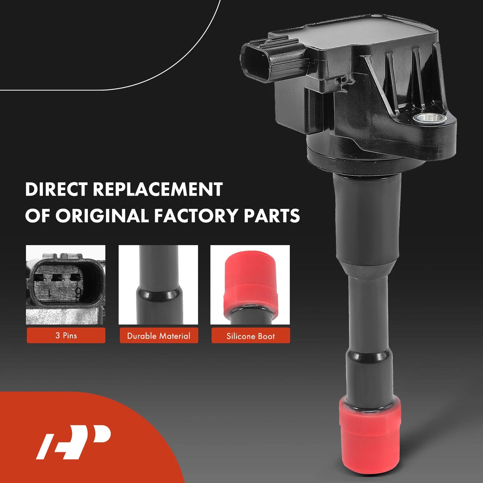 Set of 8 Red Ignition Coils & Iridium Spark Plugs for Honda Civic (2003–2005)