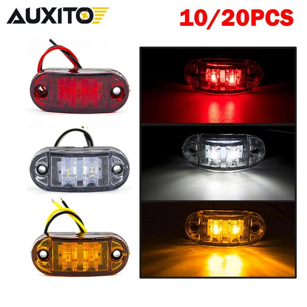 10 Pcs Amber Oval LED Side Clearance Marker Lights for Car Truck Trailer