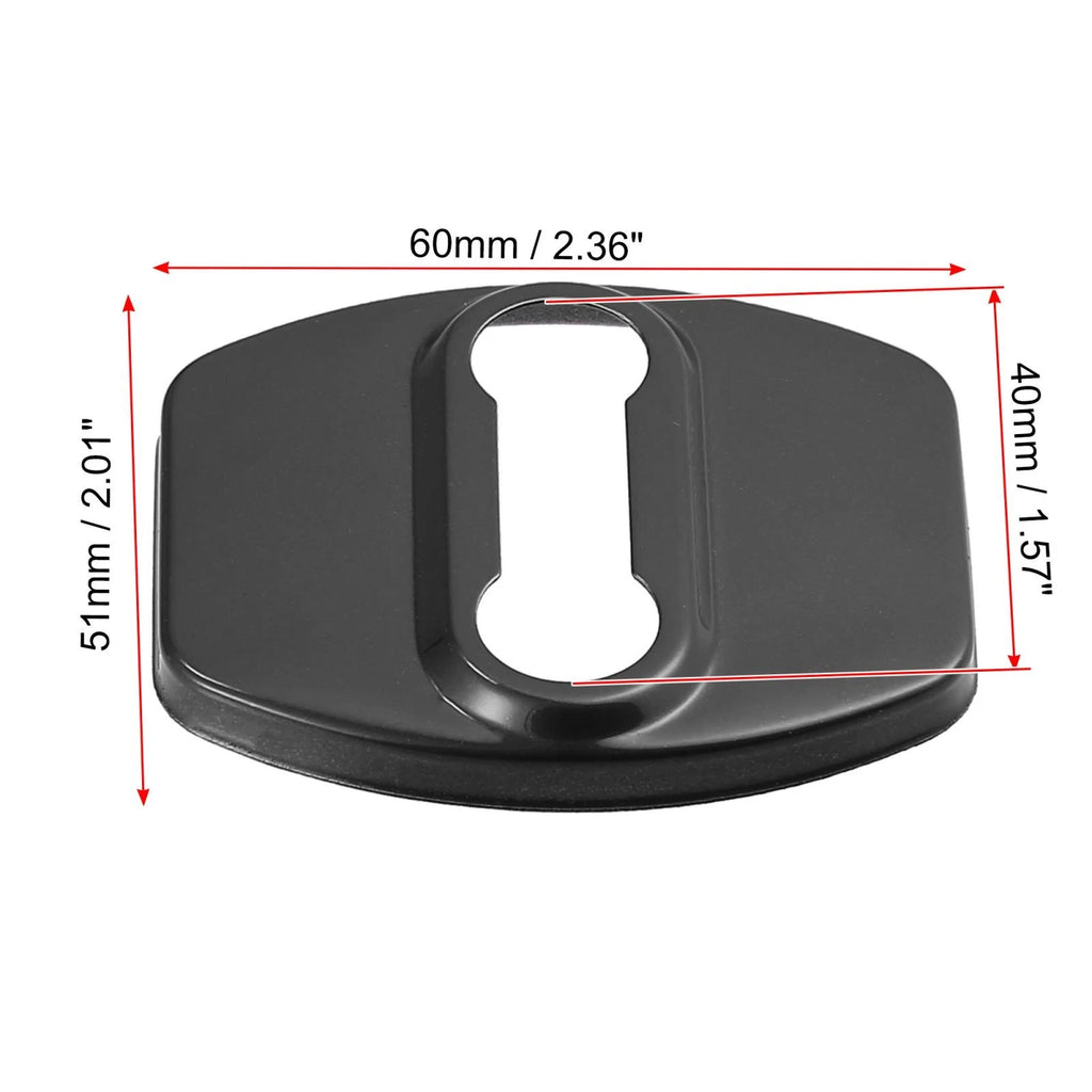 Set of 4 Car Door Lock Latch Covers for Hyundai Kia (Stainless Steel, Black)