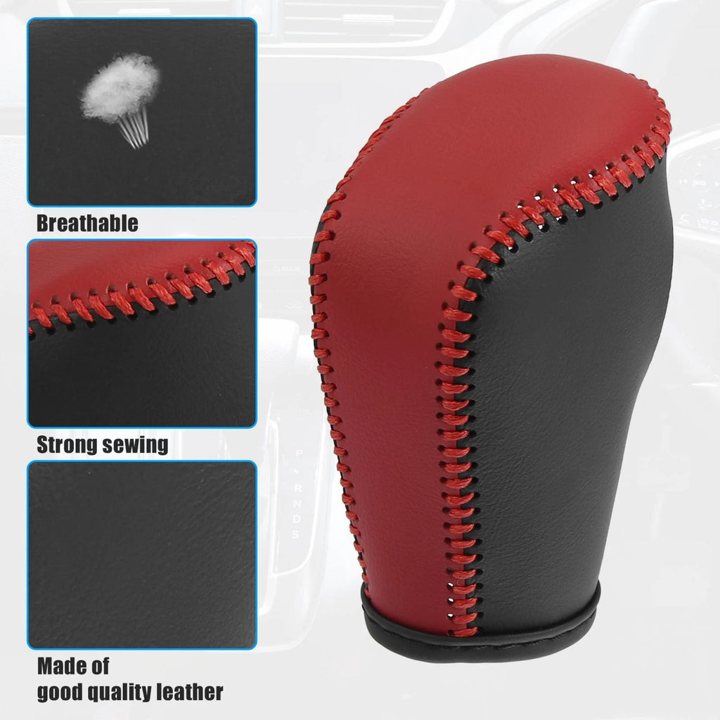 Shift Knob Cover for Mazda 3 (2014–2018) - Black Red with Red Stitches