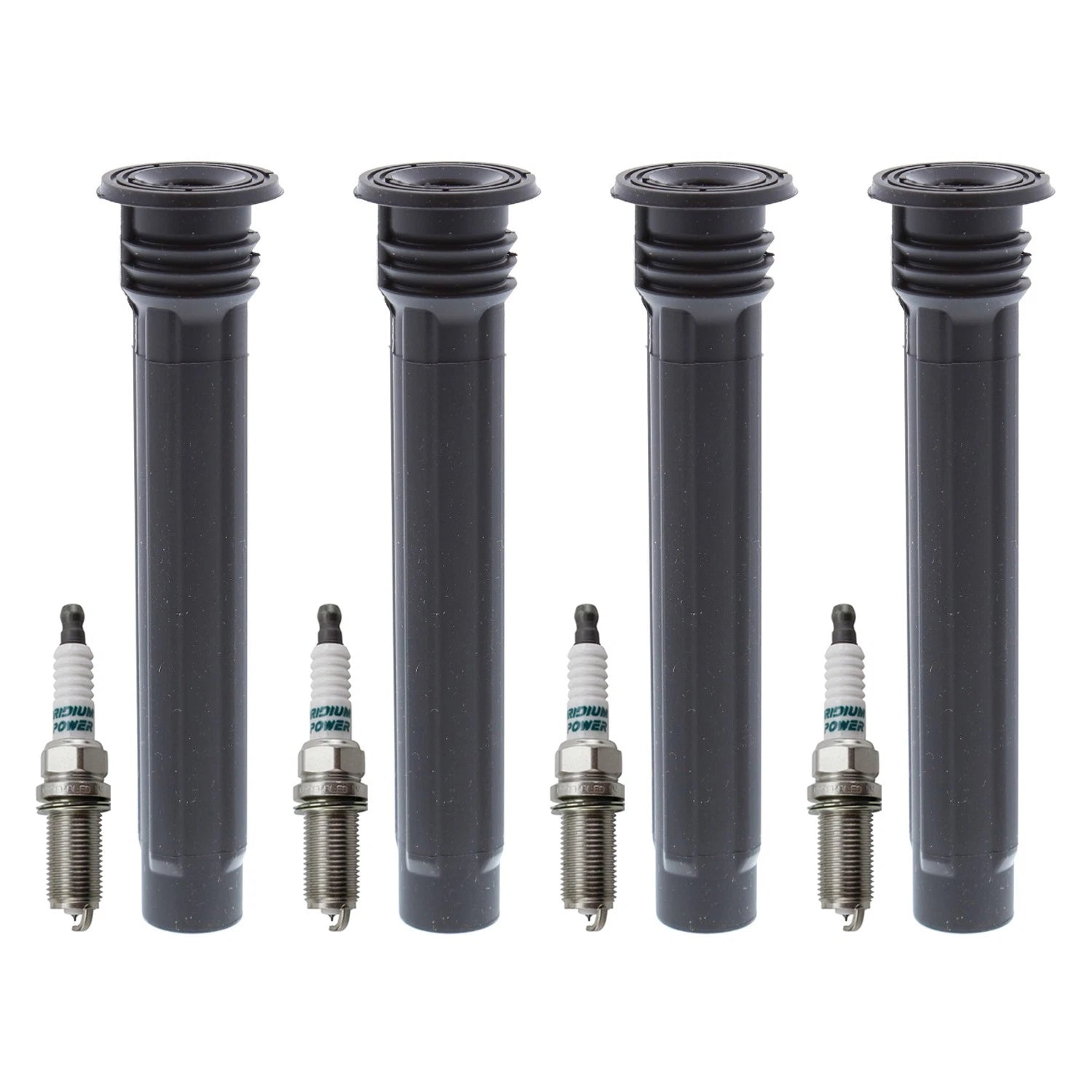 Set of 4 Denso Iridium Power Spark Plugs & Coil Boots for Dodge Dart (2013–2016)