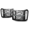 LED DRL Strip Headlight for GMC Sierra (2007–2014) Black Housing Clear Corner