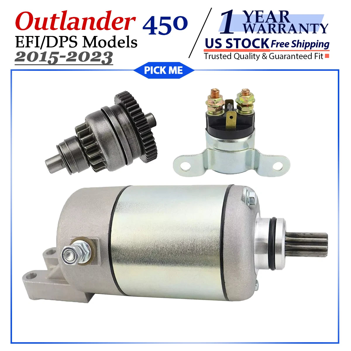 Starter Motor for Can-Am Bombardier Outlander 450 EFI (2015–2023) W/Bendix & Relay