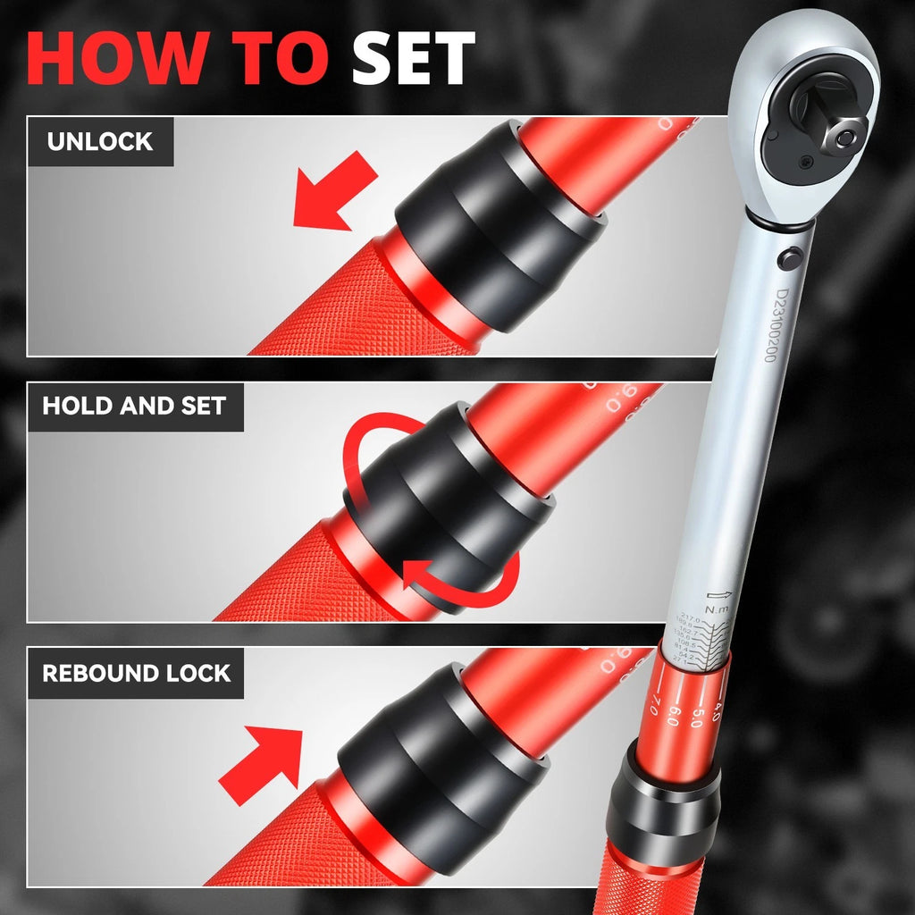 Adjustable Click Torque Wrench 10-160 in-lb for Mechanic (1/2")