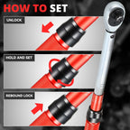 Adjustable Click Torque Wrench 10-160 in-lb for Mechanic (1/2")