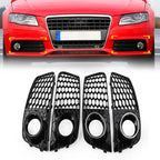 2X Honeycomb Hex Mesh Fog Light Cover for Audi A4 B8 (2009–2012)