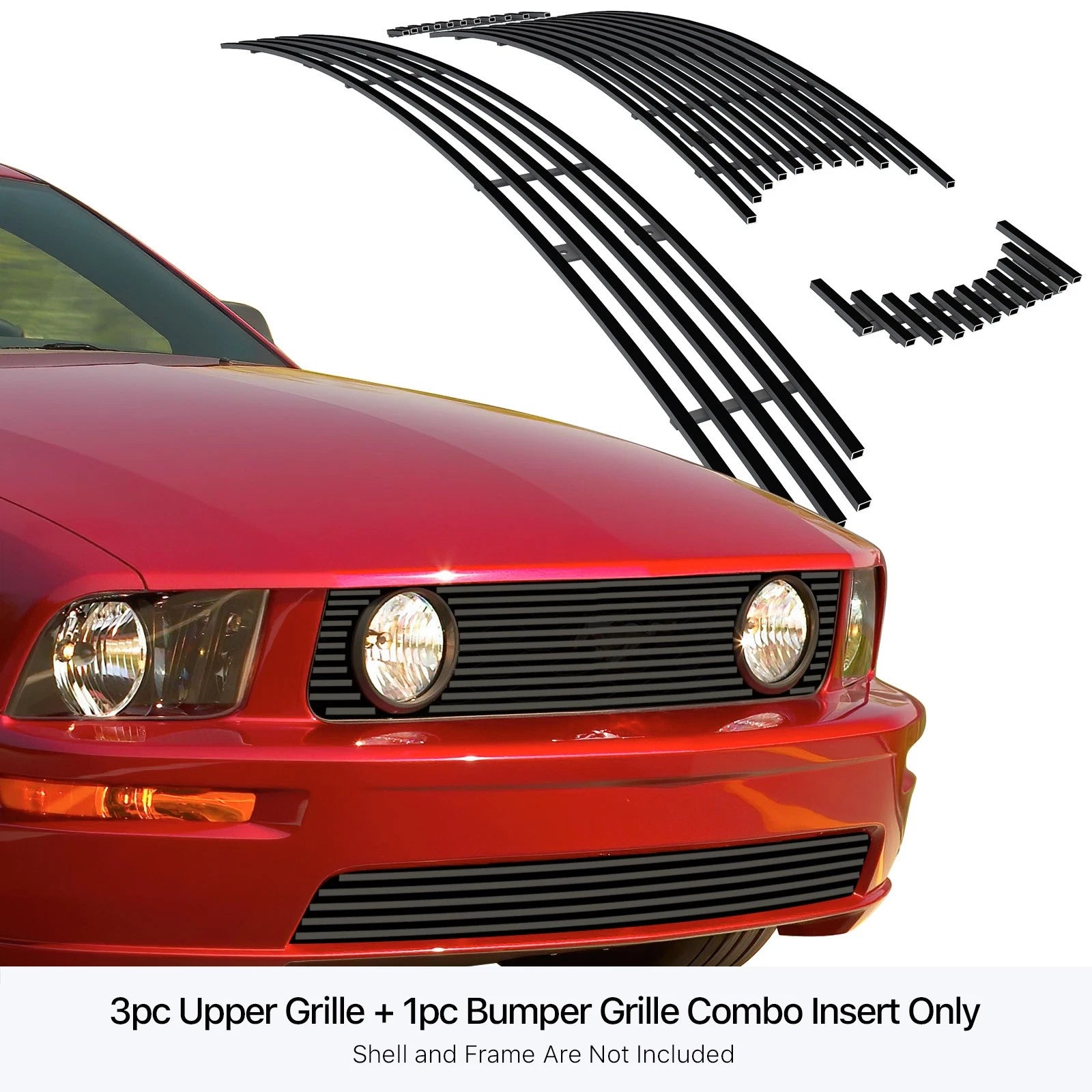 Stainless Black Billet Grill Insert for Ford Mustang GT (2005-2009)
