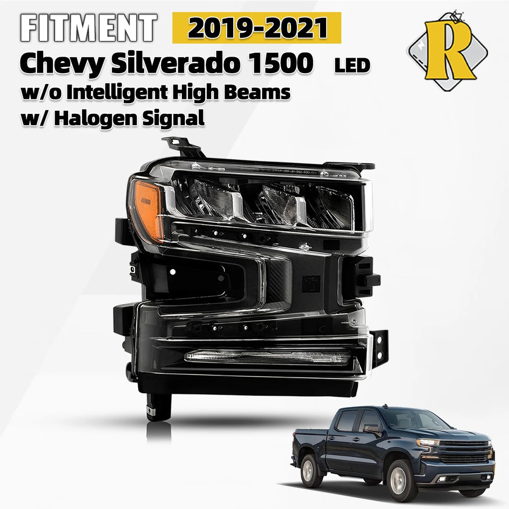 LED Headlight for Chevy Silverado 1500 (2019–2022) w/Halogen Signal, Right