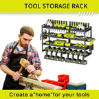 4-Layer Power Tool Organizer Wall Mount for High-Capacity Storage - 8 Drill Holder