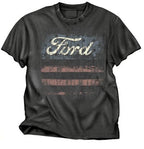 Licensed Ford T-Shirt Charcoal American Flag Logo for Ford (2000–2024)
