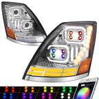 Chrome Amber LED Reflector Headlights for Volvo VN/VNL 300/400/430/630/740 (2018–2024)