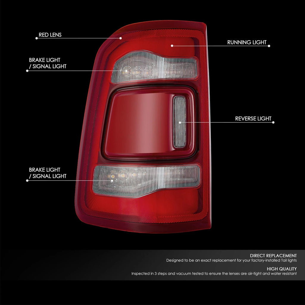 Left Tail Light Assembly for Ram 1500 (2019–2024) Chrome Red LED w/Blind Spot