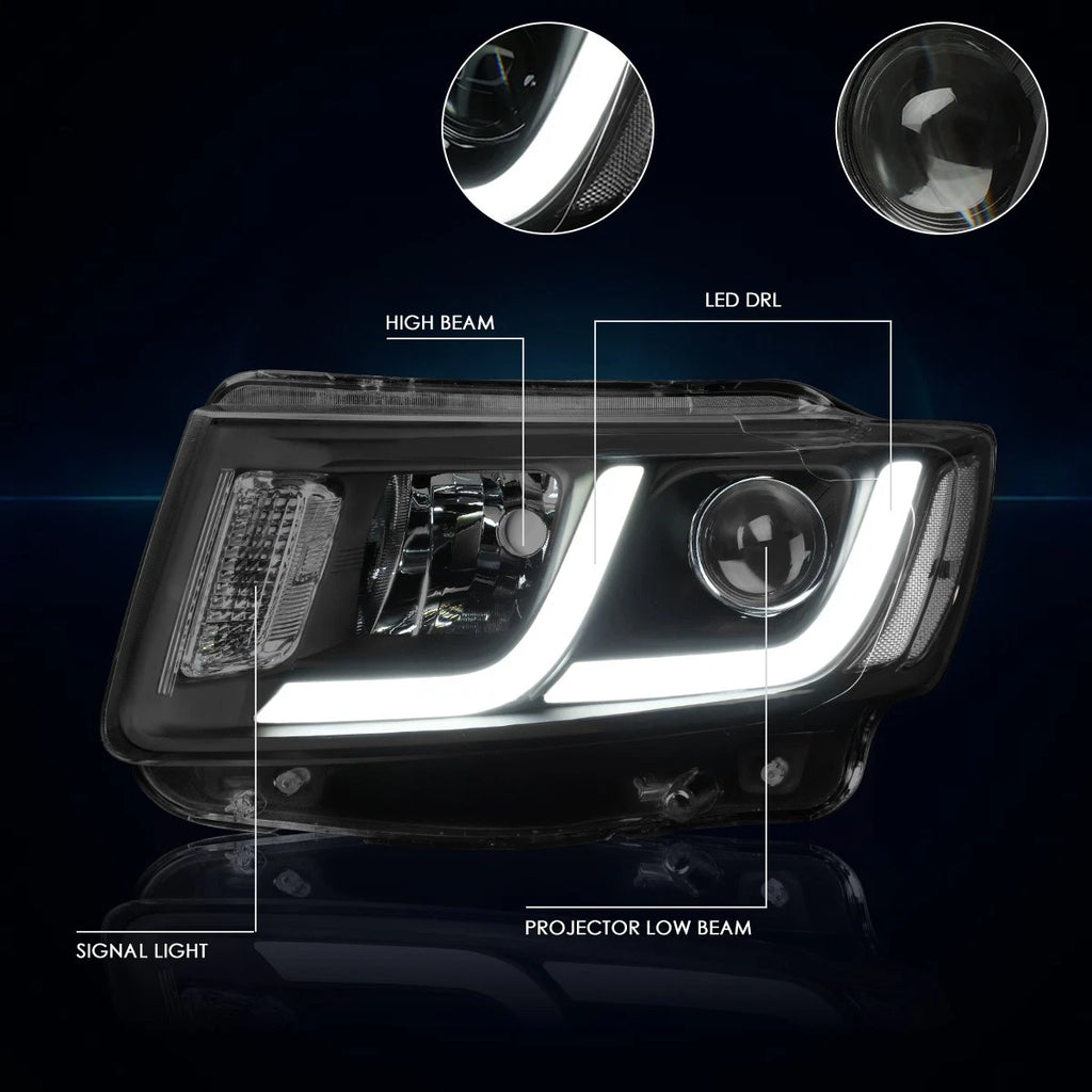 LED DRL Bar Projector Headlights for Jeep Grand Cherokee (2014–2016)