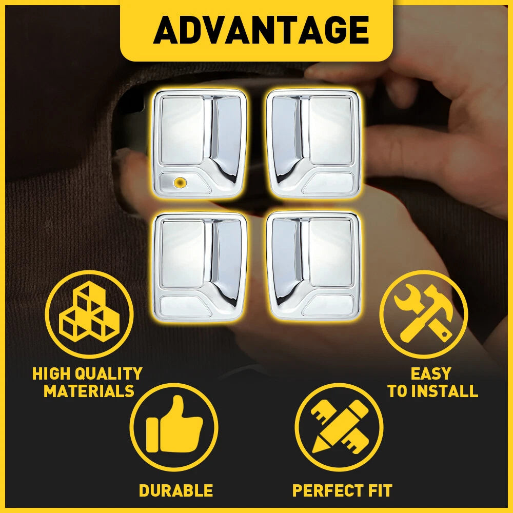 Set of 4 Chrome Door Handle Covers for Ford F250 F350 F450 F550 Super Duty (1999–2016)