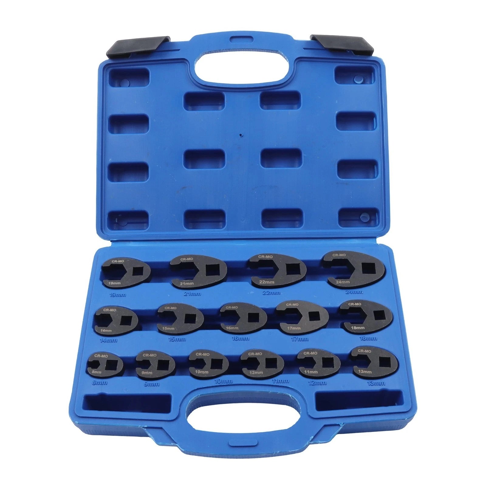 15-Piece Crowfoot Flare Nut Wrench Set for Metric Nuts (8–24 mm)