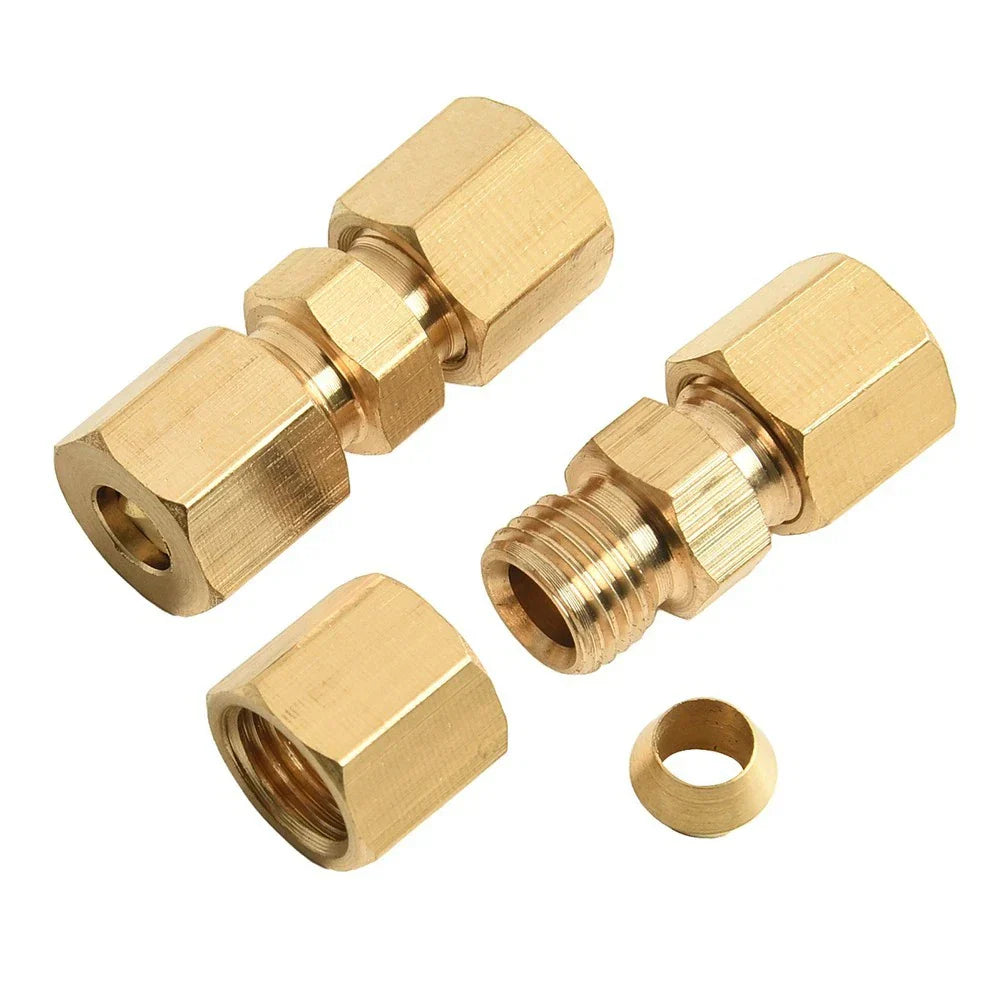 Brass Brake Line Union Fittings Set of 10 for Hydraulic and Fuel Lines