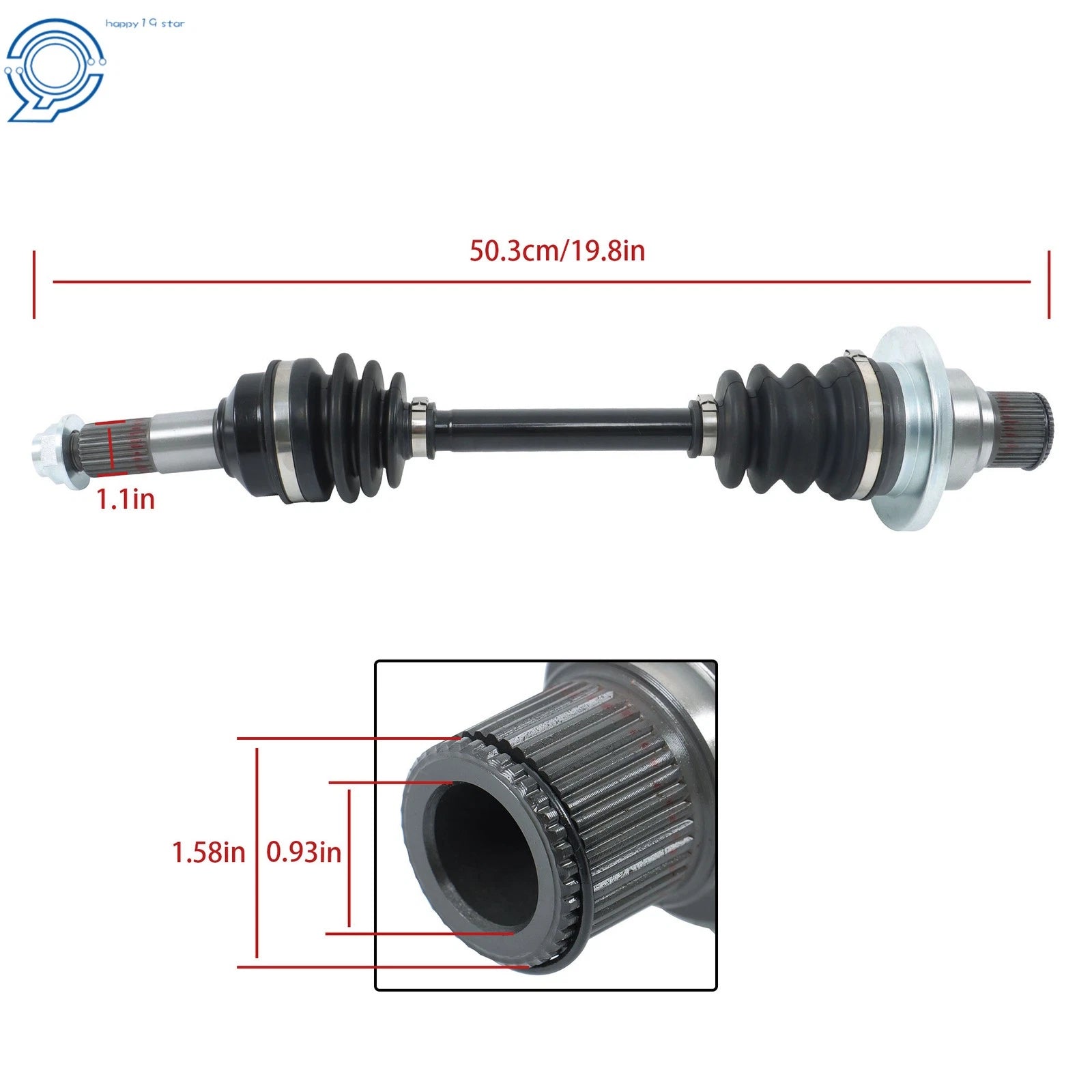 Rear Right CV Axle Drive Shaft for Yamaha Grizzly 660 (2003–2008) 5KM-2530V-12-00