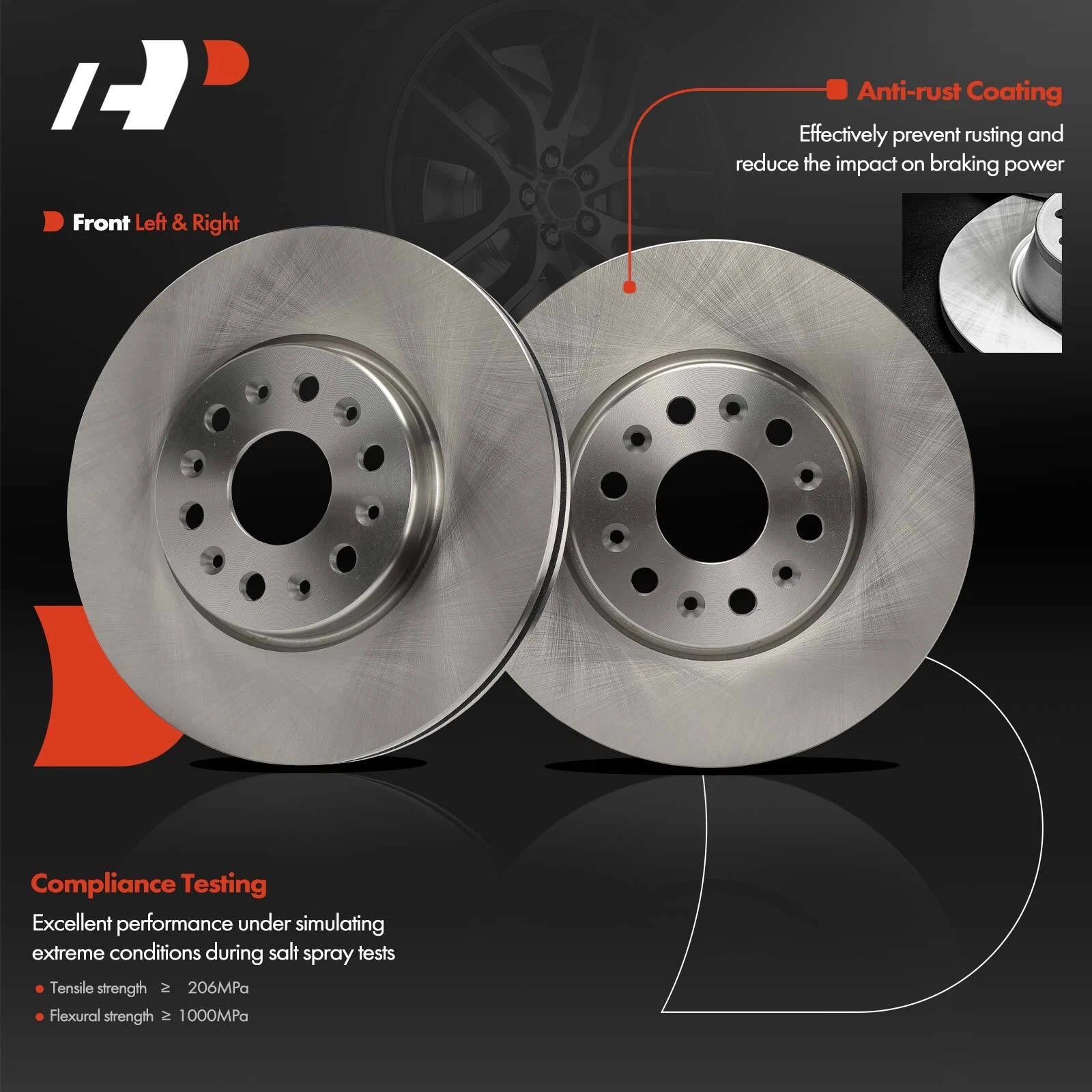 Front Disc Brake Rotors & Ceramic Pads for Chevrolet Traverse (2018)