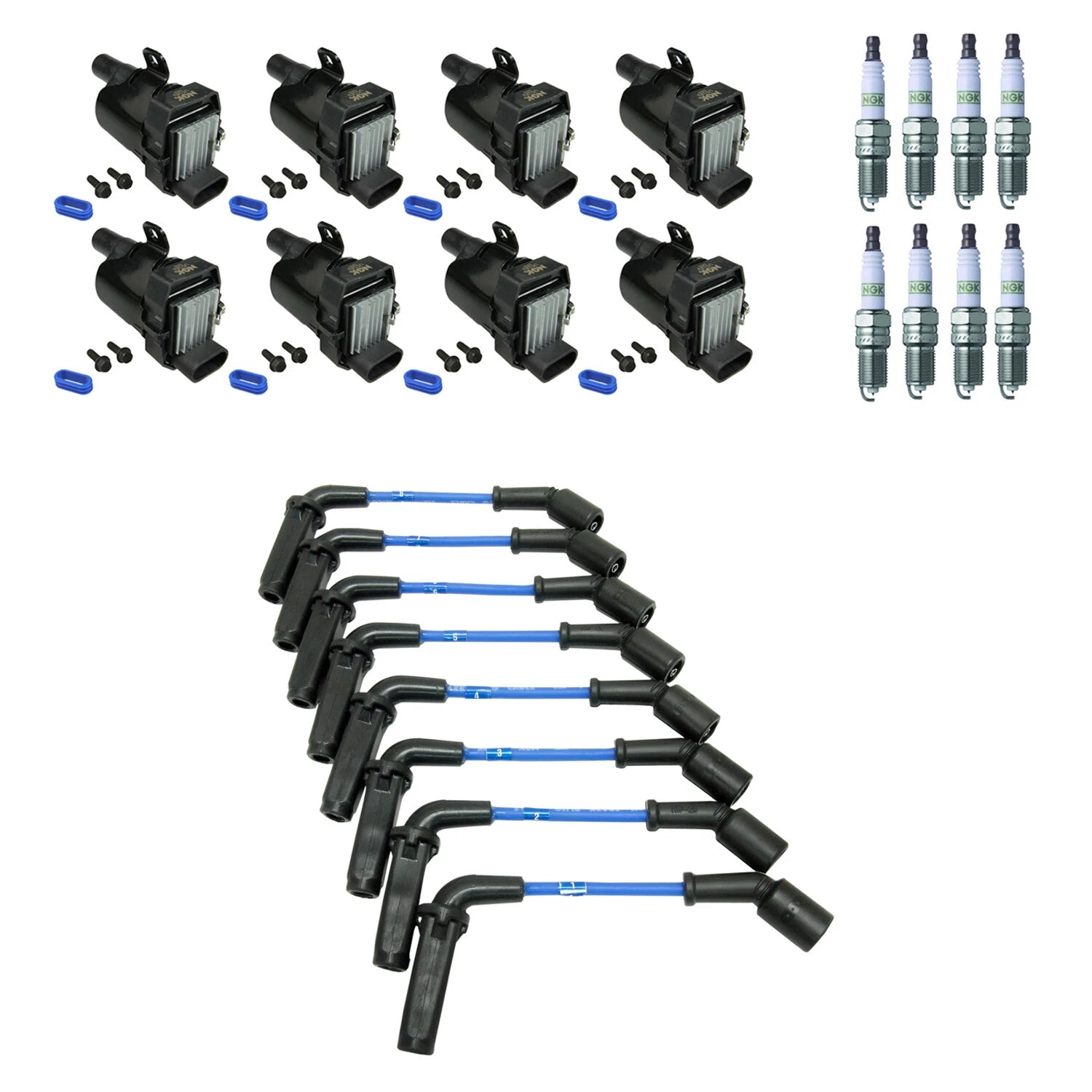 Set of 8 Ignition Coil Wires & Platinum Spark Plugs for Express Savana 1500 (1996–2023)