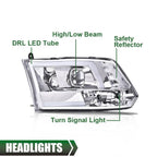 Chrome LED DRL Projector Headlights for Dodge Ram 1500 2500 3500 (2009–2018)