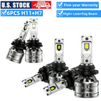 6X LED Headlight Kit Bulbs 9005 9006 H11 for High Low Beam Fog Lights