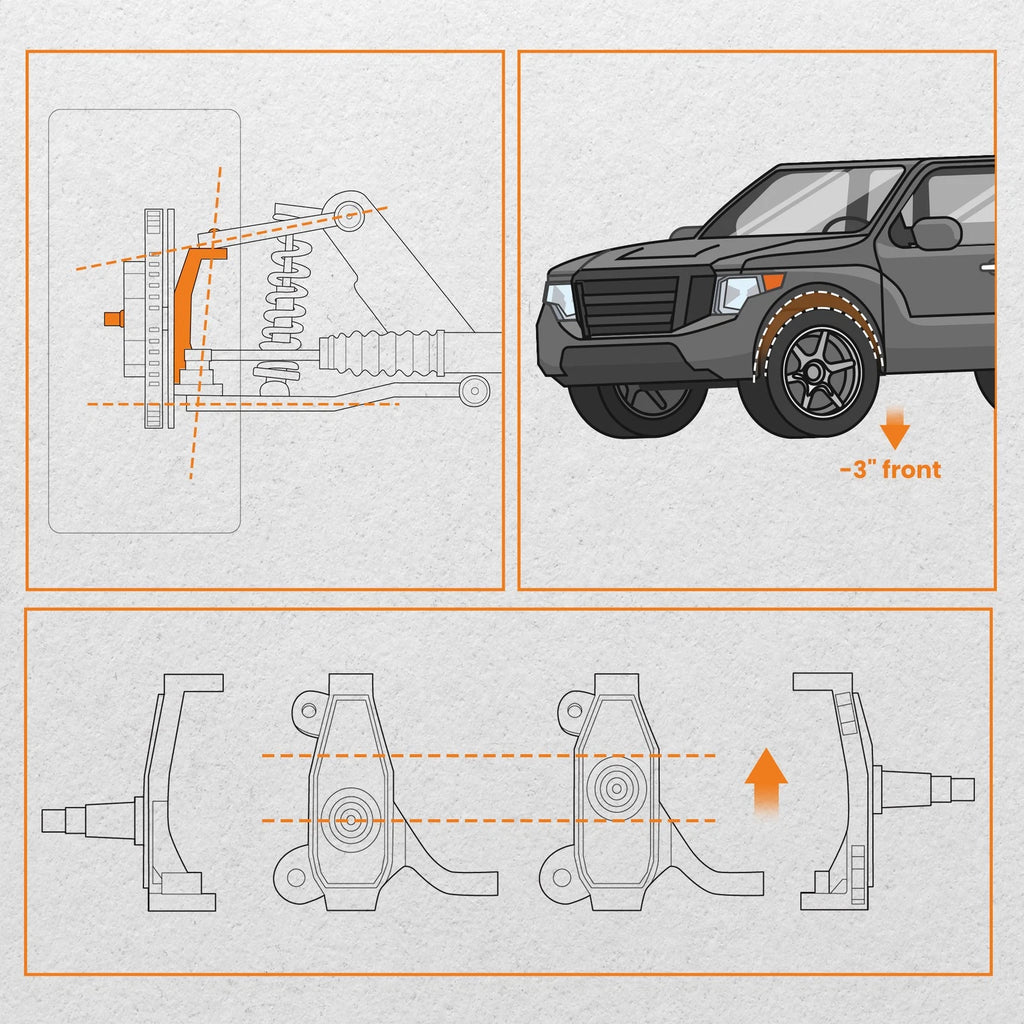 3in Drop Spindles Lowering Kit for GMC C1500 Chevy C10 (1973–1987)