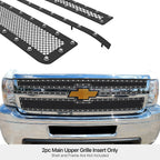 Stainless Black Rivet Studs Mesh Grille for Chevy Silverado 2500/3500 (2011-2014)