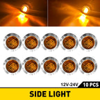Set of 2 Amber Strobe Marker Lights for Vehicles (12V 24V)