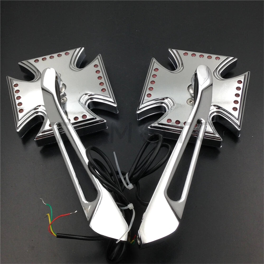 Maltese LED Turn Signal Integrated Mirror for Honda Kawasaki Suzuki Cruiser