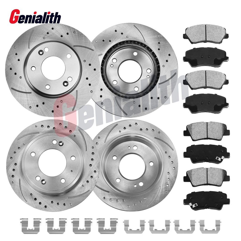 Front & Rear Drilled Rotors & Ceramic Pads Kit for Hyundai Elantra (2011–2016)