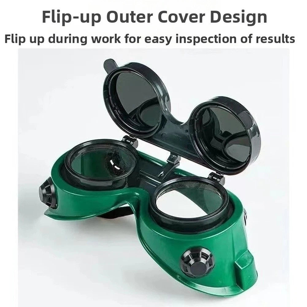 Double Flip Welding Safety Eyewear with Green Lens Full Frame Protection