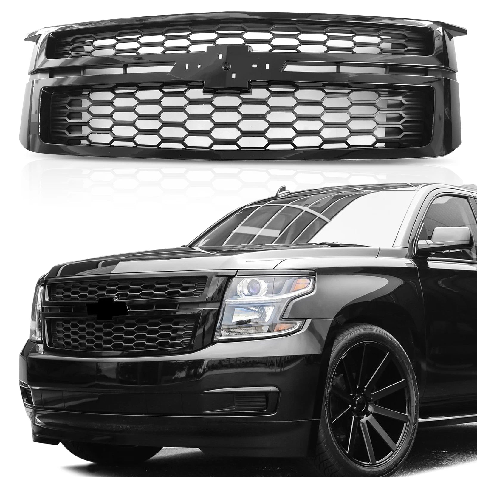 Glossy Black Bumper Grille for Chevrolet Tahoe Suburban (2015–2020)
