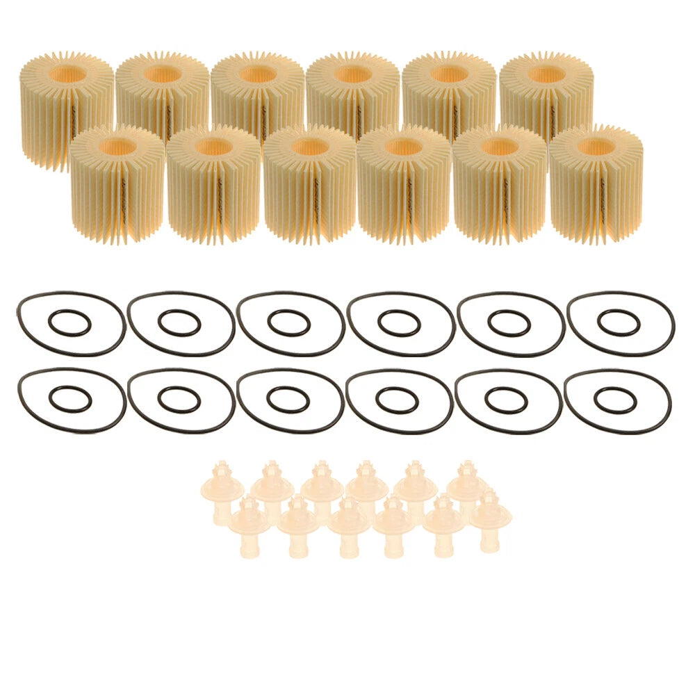 Set of 12 Oil Filter Element Drain Plug & Gasket for Toyota Scion Lexus