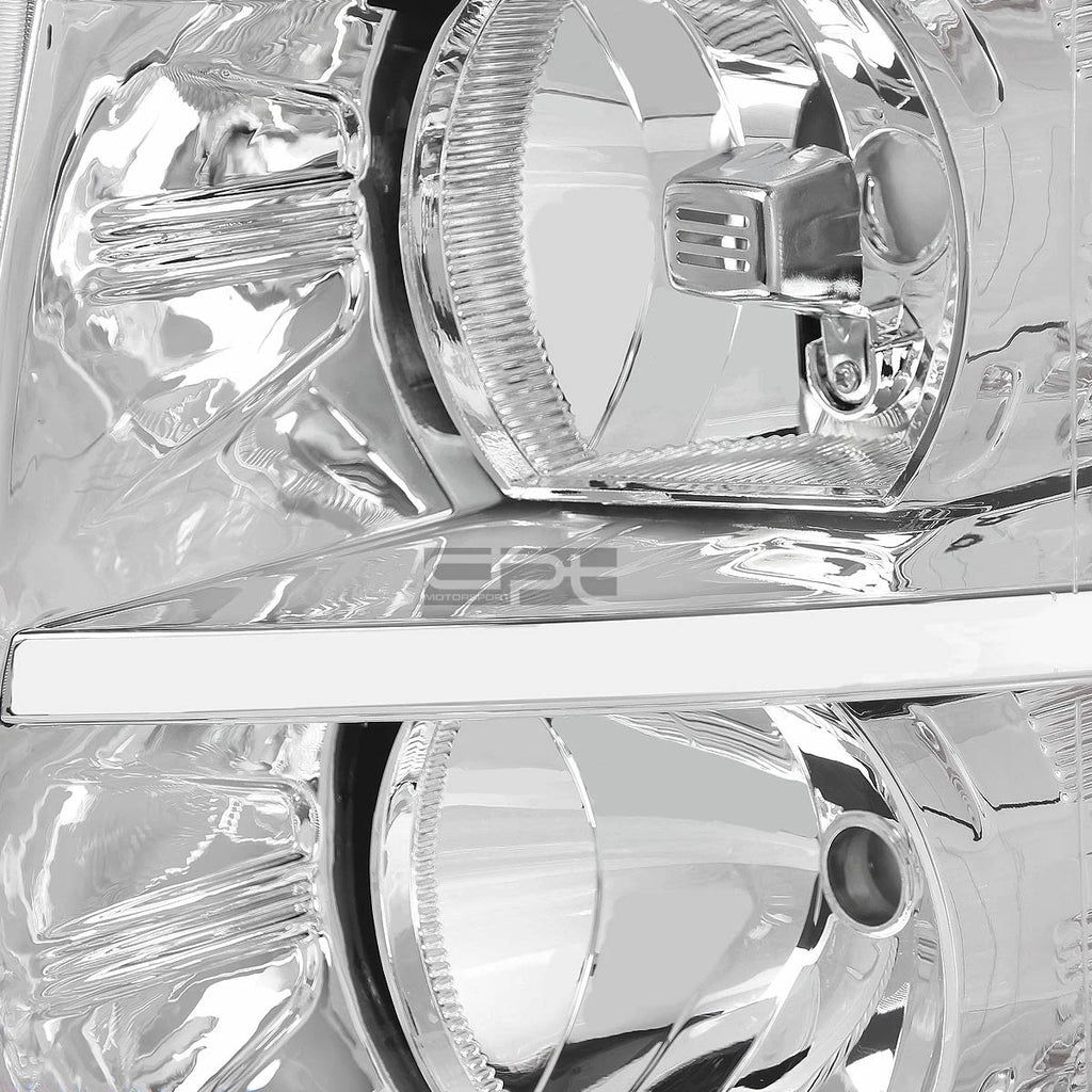 Chrome Housing Headlight + Clear Turn Signal + LED Fog Light Set for Silverado (2007–2013)