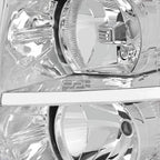 Chrome Housing Headlight + Clear Turn Signal + LED Fog Light Set for Silverado (2007–2013)